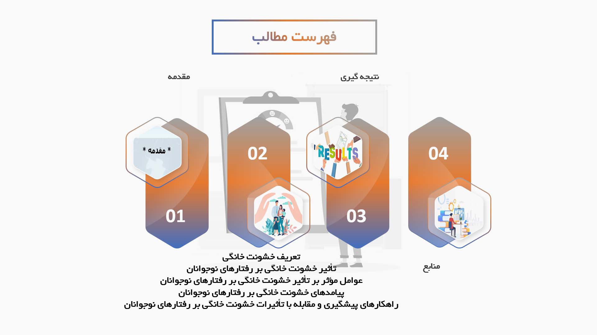 پاورپوینت تأثیر خشونت خانگی بر رفتارهای نوجوانان